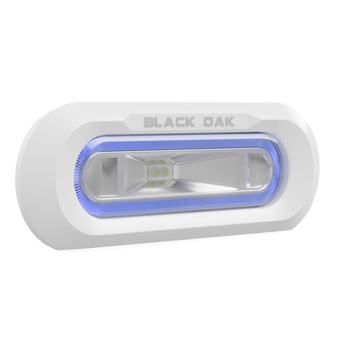 Black Oak Low Pro Marine Spreader Light - Flush Mount - White Housing - Blue LED