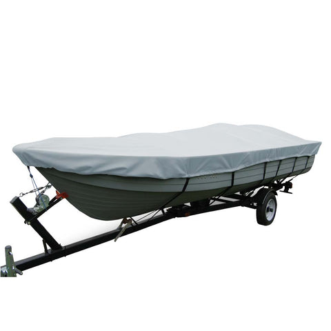 Carver Poly-Flex II Wide Series Styled-to-Fit Boat Cover f/14.5 V-Hull Fishing Boats Without Motor - Grey