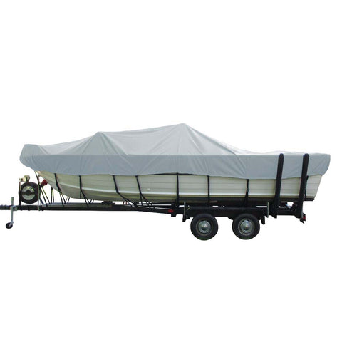 Carver Poly-Flex II Wide Series Styled-to-Fit Boat Cover f/18.5 Aluminum V-Hull Sterndrive Boats with Walk-Thru Windshield - Grey