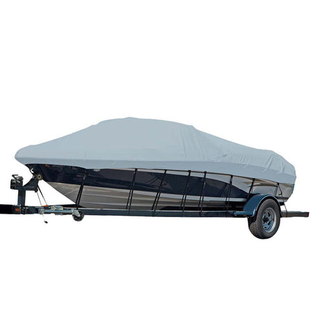 Carver Sun-DURA Styled-to-Fit Boat Cover f/17.5 Sterndrive V-Hull Runabout Boats (Including Eurostyle) w/Windshield  Hand/Bow Rails - Grey