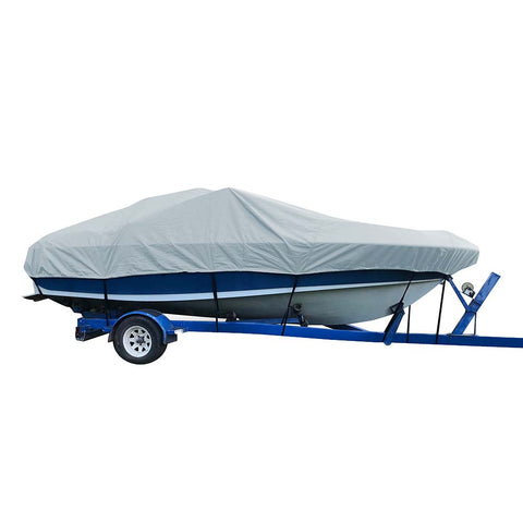 Carver Sun-DURA Styled-to-Fit Boat Cover f/20.5 V-Hull Low Profile Cuddy Cabin Boats w/Windshield  Rails - Grey