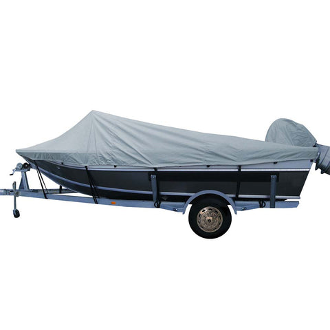 Poly-Flex II Styled-to-Fit Boat Cover f/15.5 Aluminum Boats w/High Forward Mounted Windshield - Grey